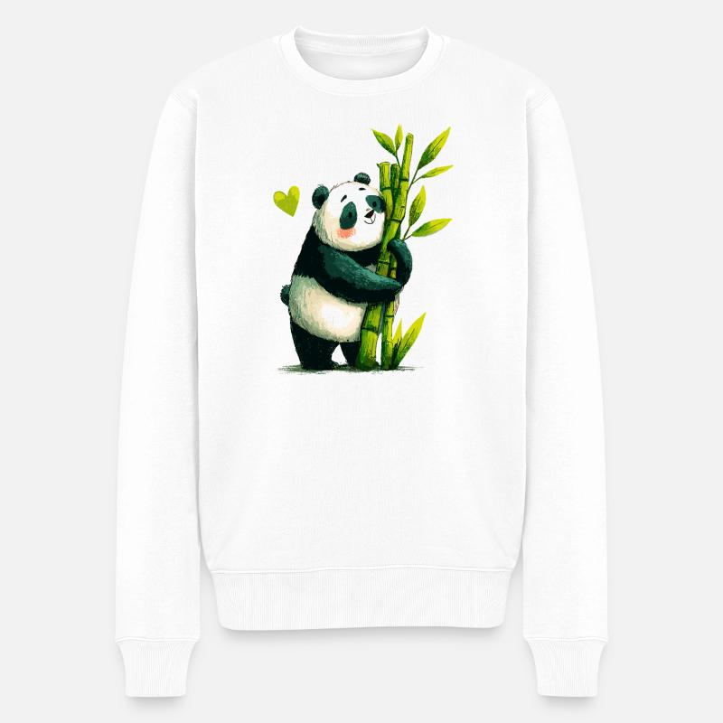 Panda Kuschel mit Bambus - Männer Premium Bio Pullover - Weiß
