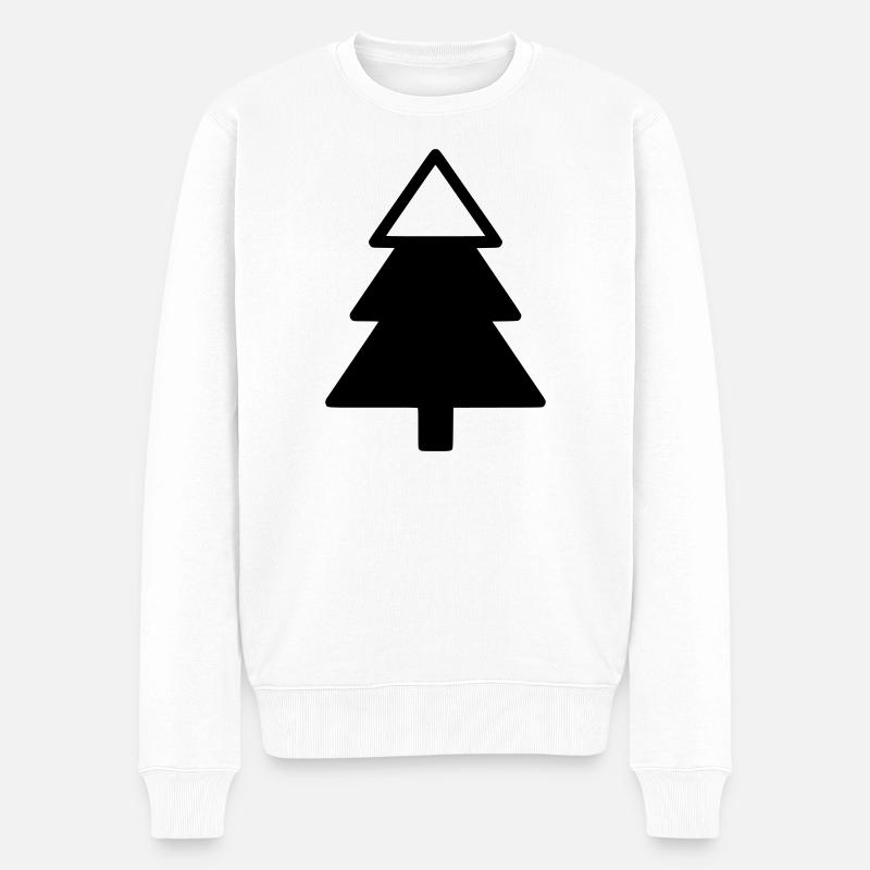  Tannenbaum Wald Silhouette - Männer Premium Bio Pullover - Weiß
