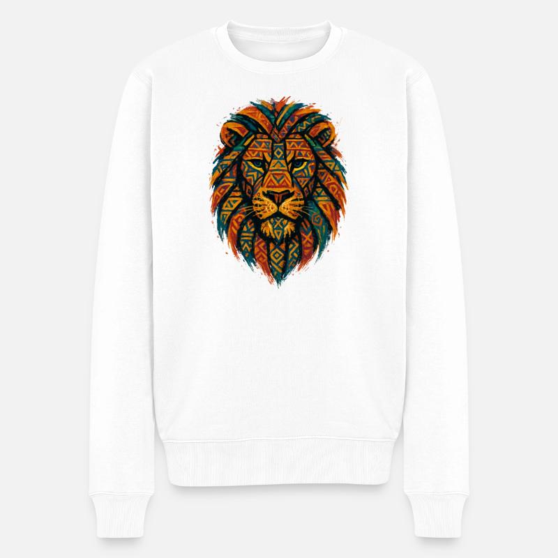 Stammeswildlöwe - Männer Premium Bio Pullover - Weiß