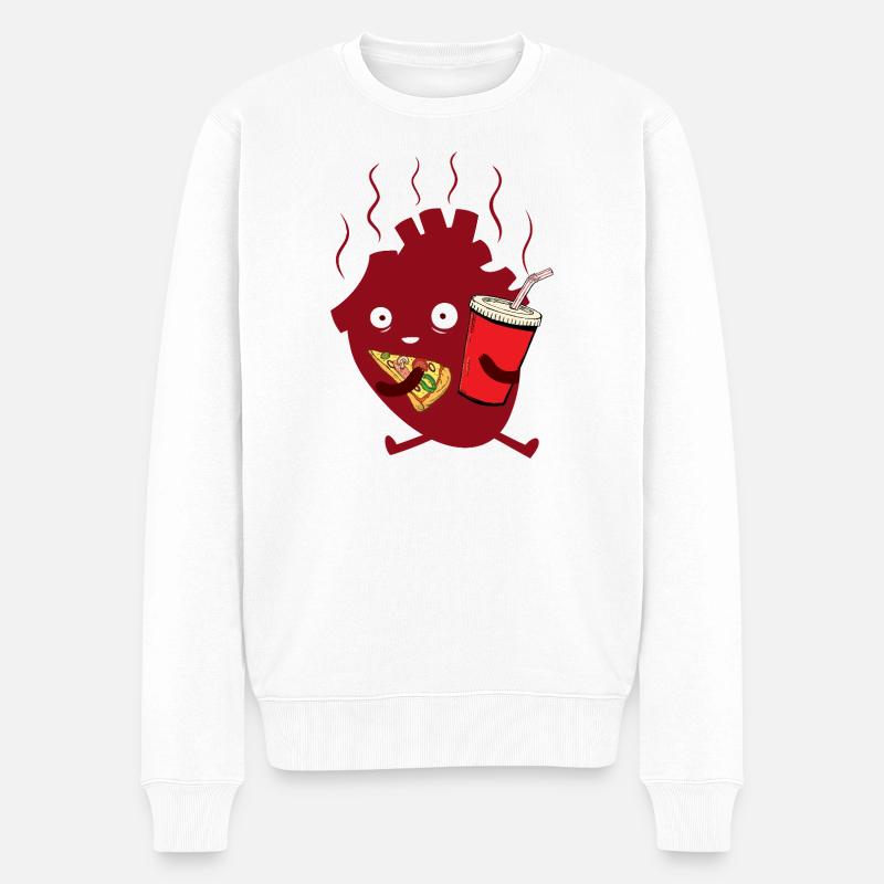 Joyful Heart Pizza & Sip - Männer Premium Bio Pullover - Weiß