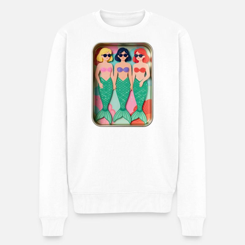 Trois sirènes dans une boîte - Pull Premium bio Homme - blanc