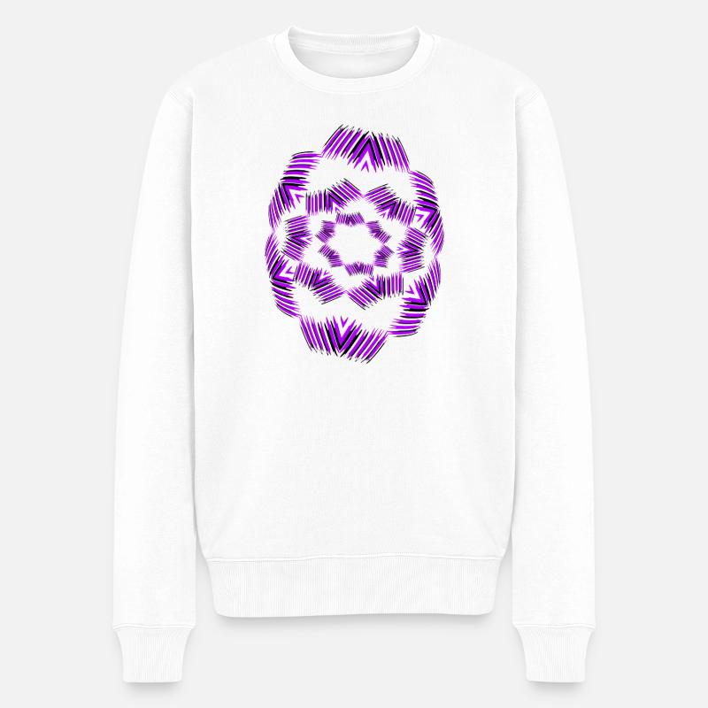 Lila Stern-Mandala Muster - Männer Premium Bio Pullover - Weiß