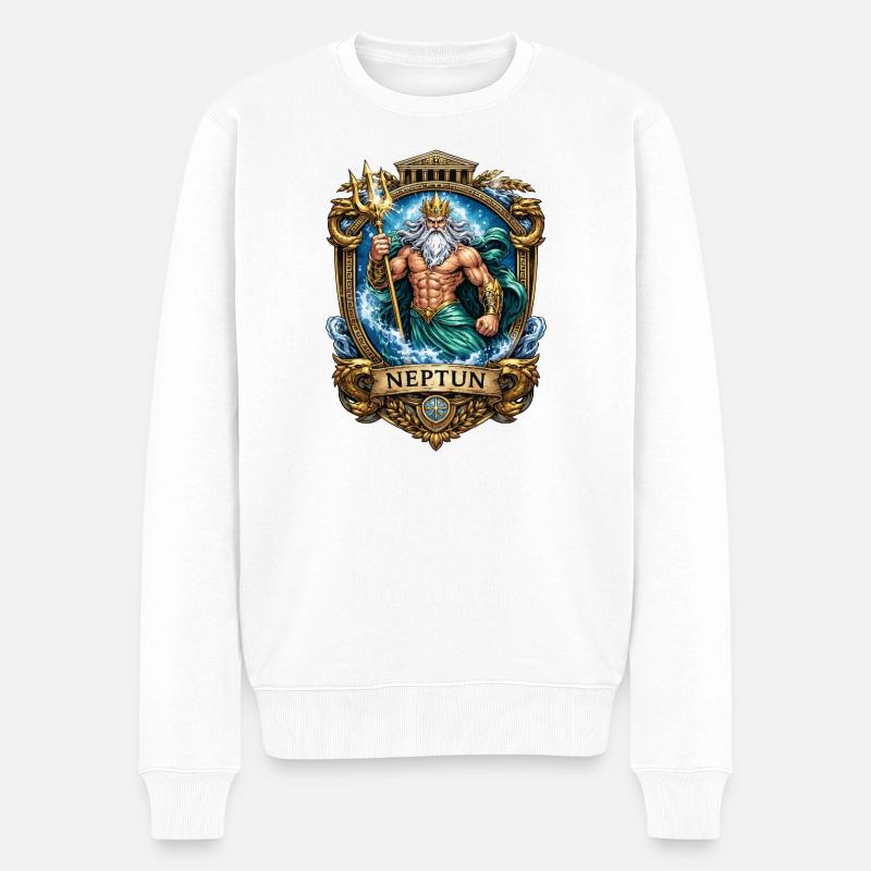 Neptun König des Meeres - Männer Premium Bio Pullover - Weiß