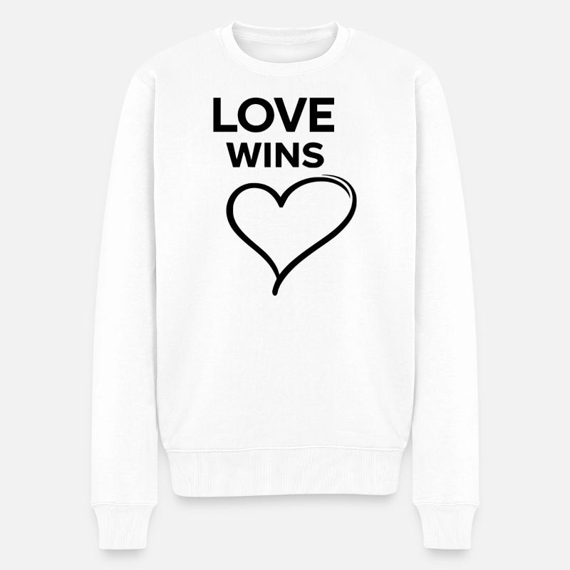 Love Wins Regenbogen Liebe Statement Design - Männer Premium Bio Pullover - Weiß