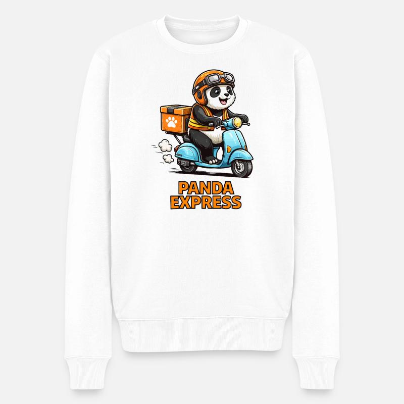 Scooter de livraison de panda - Pull Premium bio Homme - blanc