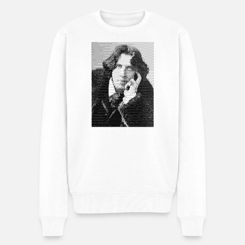 Oscar Wilde Halbtonporträt - Männer Premium Bio Pullover - Weiß