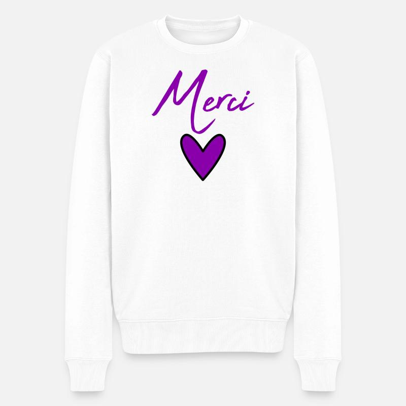 MERCI. THANKS. ANNIVERSAIRE. NAISSANCE. RETRAITE.  - Pull Premium bio Homme - blanc