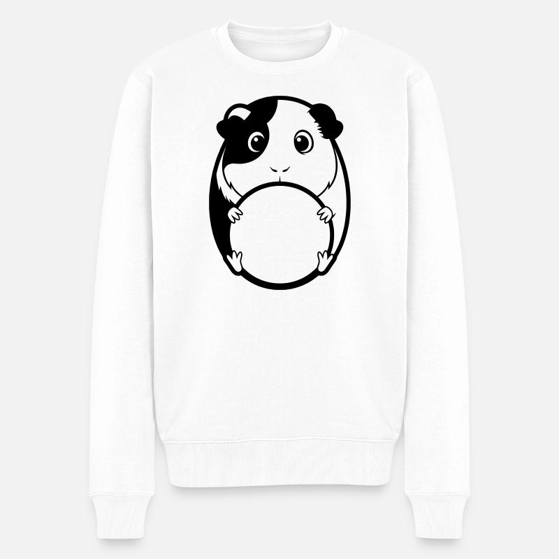 Dickes Meerschweinchen Comic - Männer Premium Bio Pullover - Weiß