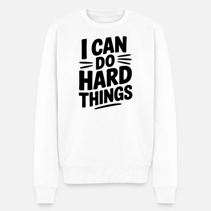 Ich kann harte Dinge tun - Männer Premium Bio Pullover - Weiß