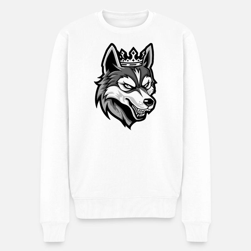 Husky Hund Krone - Männer Premium Bio Pullover - Weiß