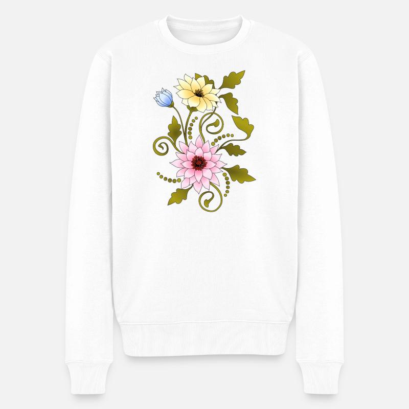 Blumen - Männer Premium Bio Pullover - Weiß