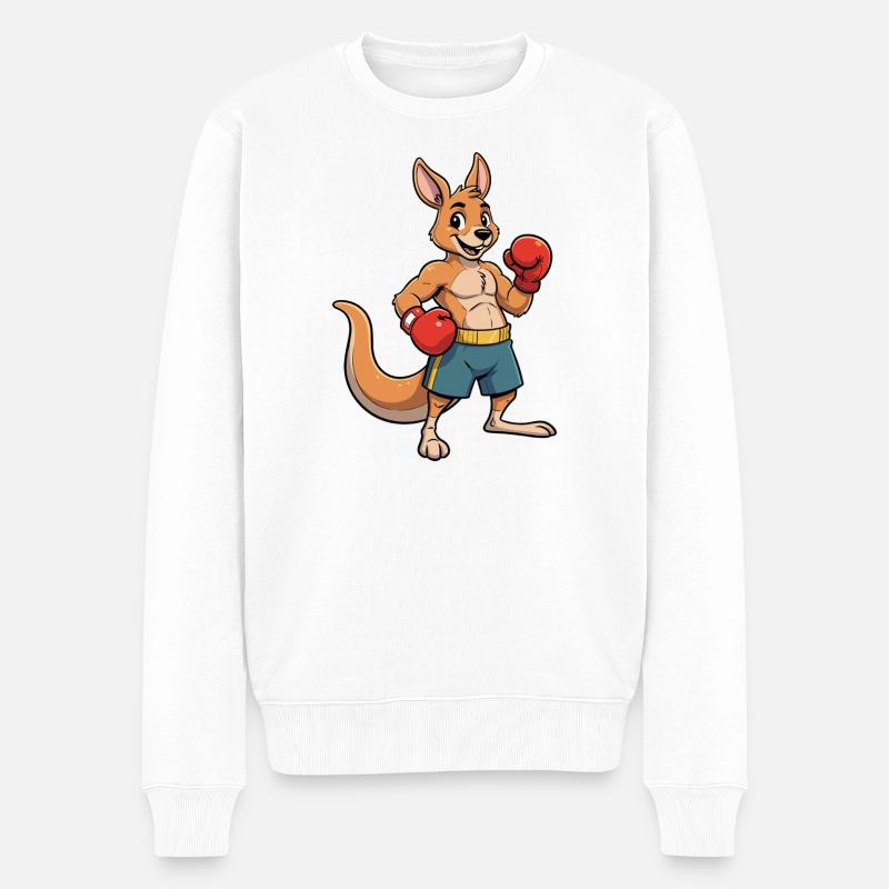 Känguru Boxer Cartoon - Männer Premium Bio Pullover - Weiß