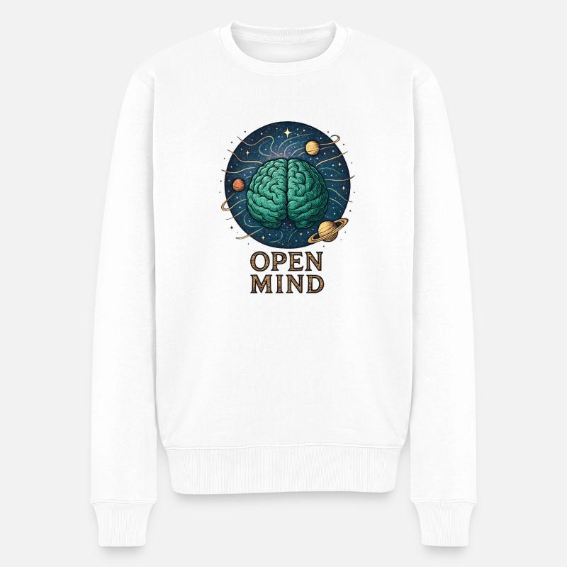 Offener Geist im Weltraum - Männer Premium Bio Pullover - Weiß
