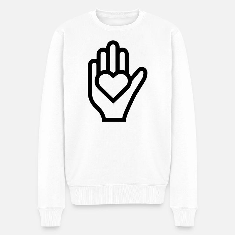 Main coeur - Pull Premium bio Homme - blanc