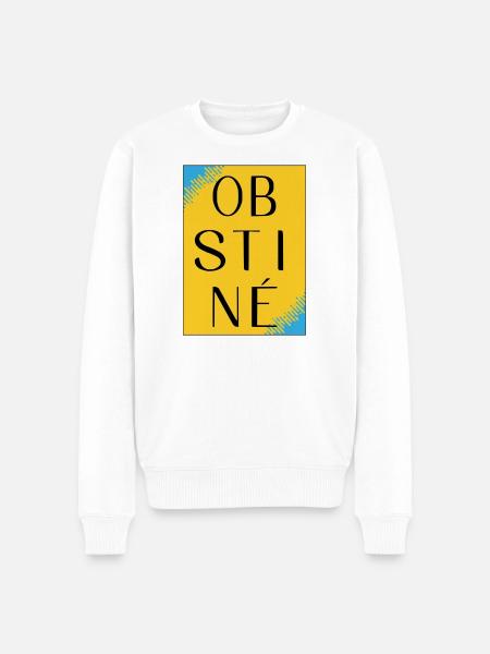 Obstiné en contraste jaune - Pull Premium bio Homme - blanc