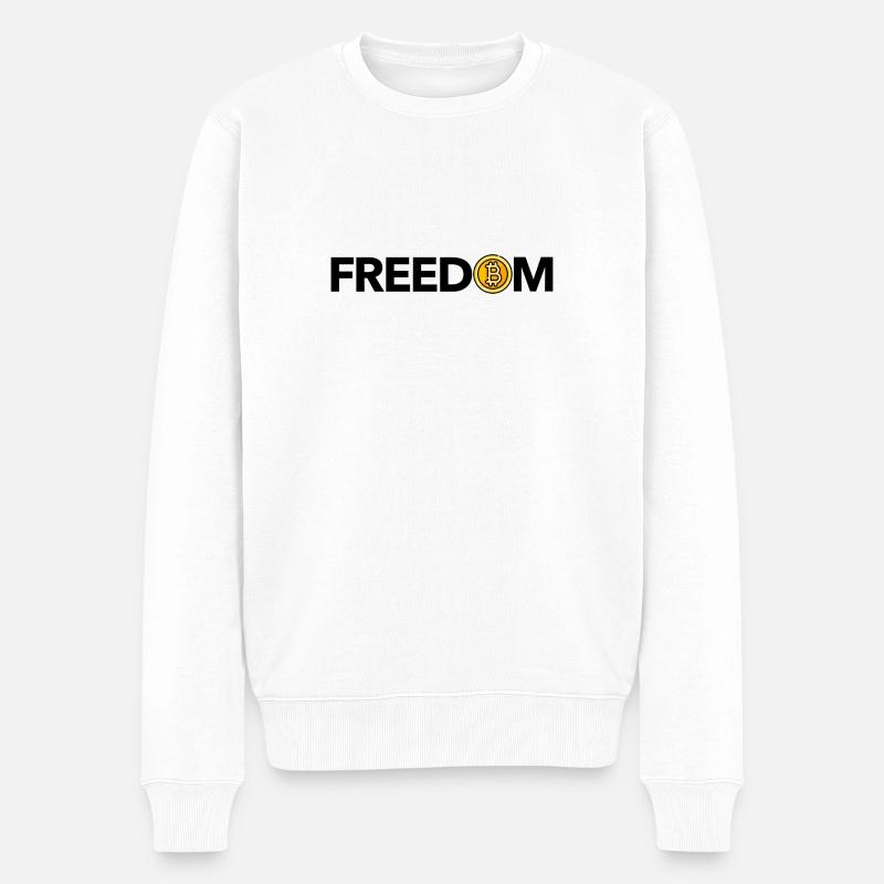 Bitcoin = Freedom (black) - Männer Premium Bio Pullover - Weiß