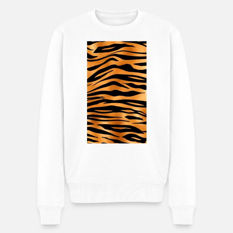 Tiger Muster Animal Print Tier gestreift Streifen - Männer Premium Bio Pullover - Weiß