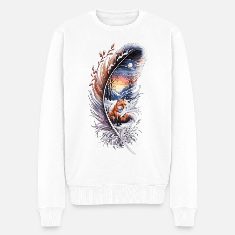Fuchs im Schnee – Waldliebe - Männer Premium Bio Pullover - Weiß