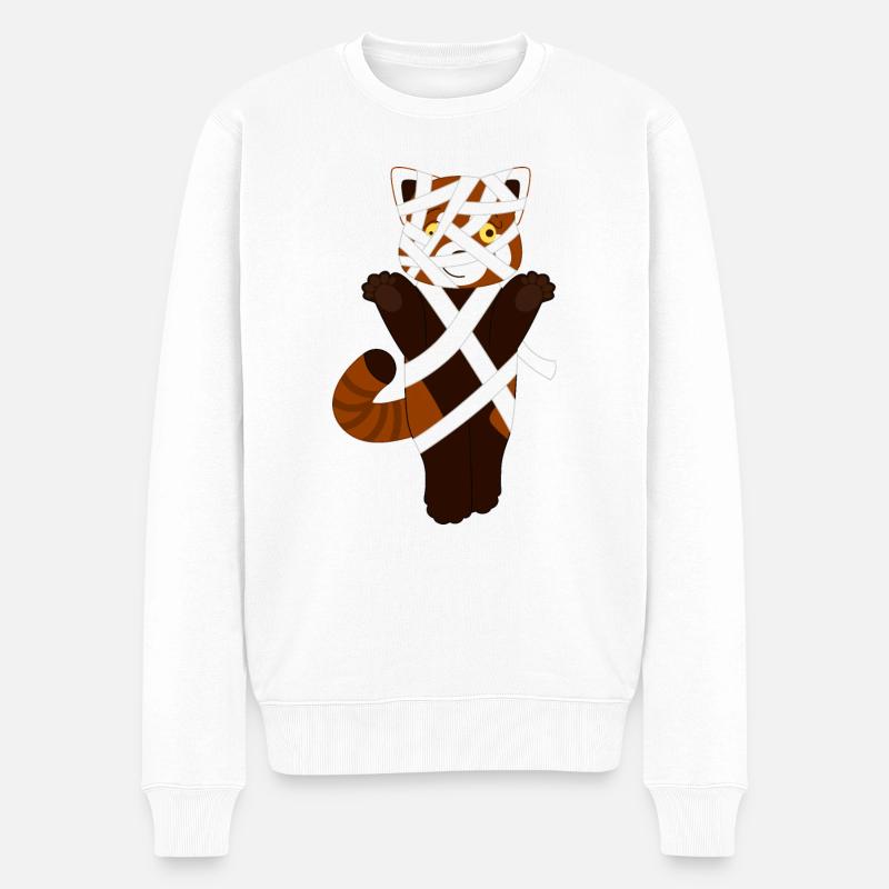 Roter Panda verkleidet als Mumie für Halloween - Männer Premium Bio Pullover - Weiß