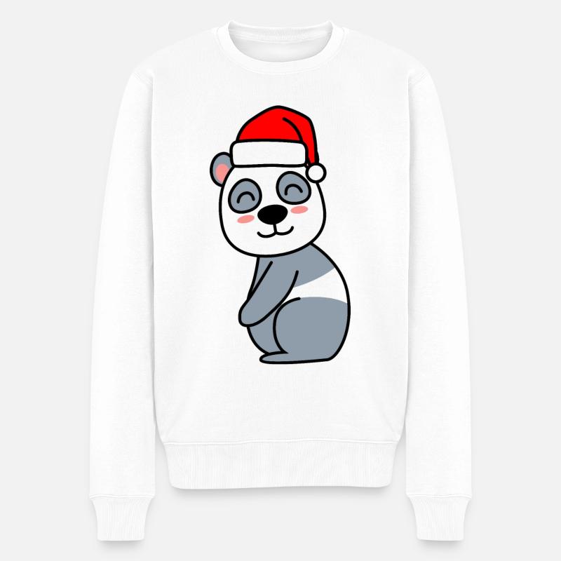Panda Comic Weihnachten Xmas - Männer Premium Bio Pullover - Weiß