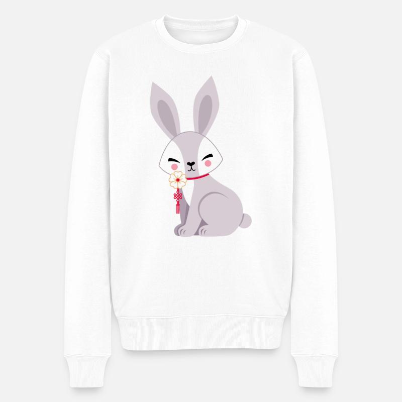 Hase - Männer Premium Bio Pullover - Weiß