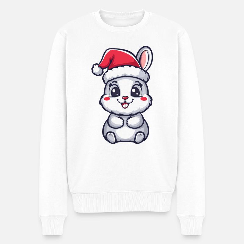 Hase Weihnachten - Männer Premium Bio Pullover - Weiß