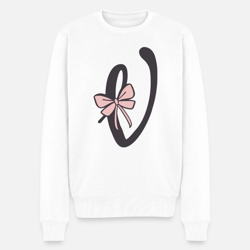 Anfangsbuchstabe V Schleifchen - Männer Premium Bio Pullover - Weiß