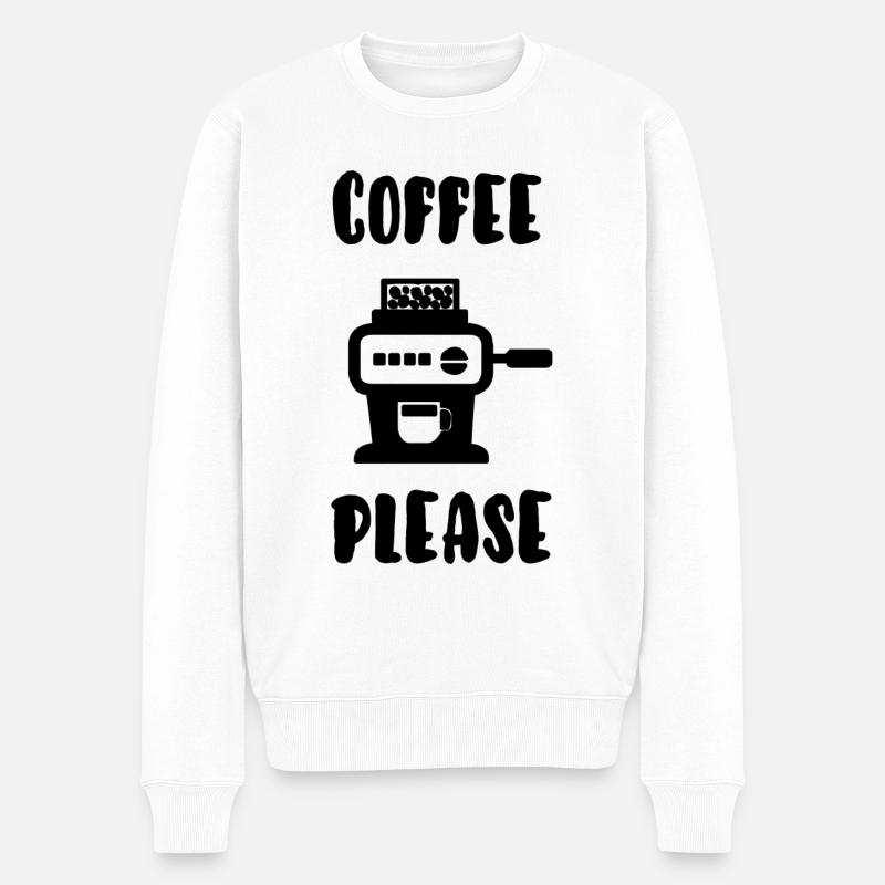 Kaffee bitte - Männer Premium Bio Pullover - Weiß