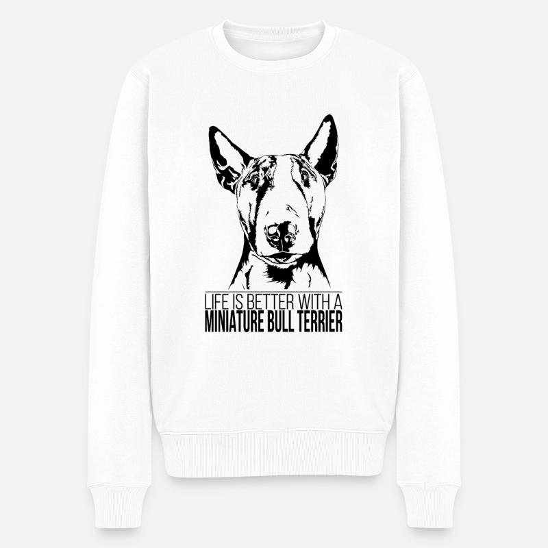 MINIATURE BULL TERRIER Hunde Spruch Hund Wilsigns - Männer Premium Bio Pullover - Weiß
