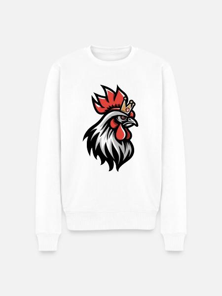 Rooster Head Crown - Men's Premium Organic Jumper - white