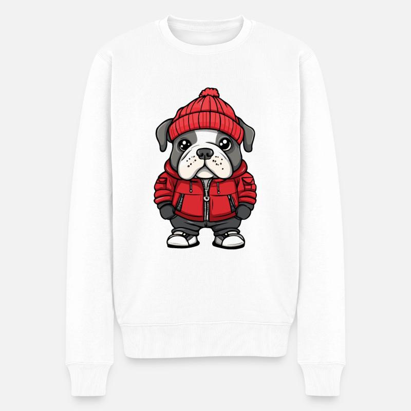 Bouledogue Chien Hiver - Pull Premium bio Homme - blanc