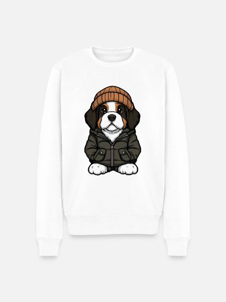 Saint Bernard Dog Winter - Men's Premium Organic Jumper - white