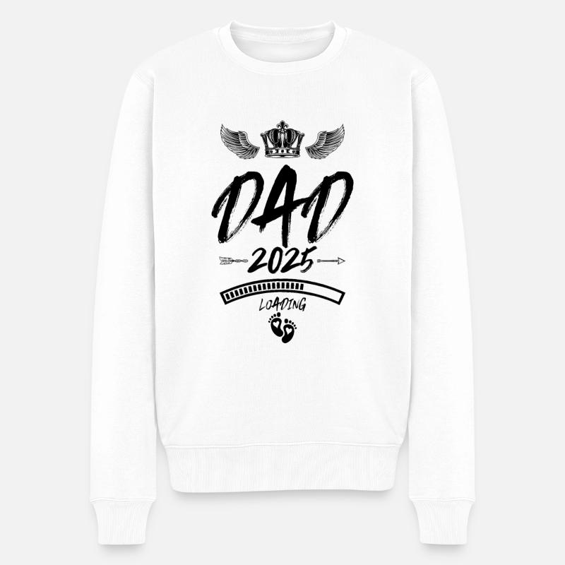 Dad 2025 Loading Papa Spruch - Männer Premium Bio Pullover - Weiß
