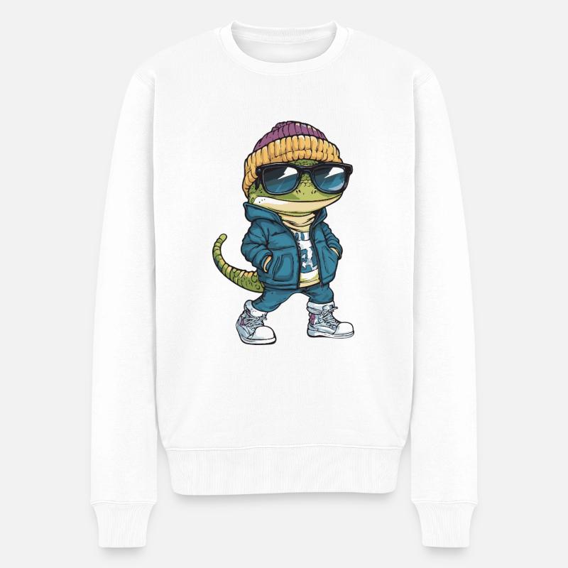 Lizard Cool Comic - Men's Premium Organic Jumper - white