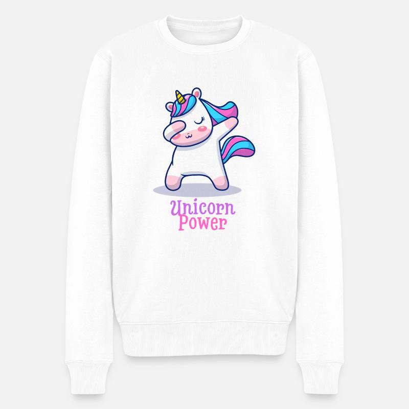 Einhorn-Macht - Männer Premium Bio Pullover - Weiß