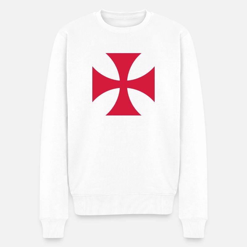 Tempio croce rossa e fuoco - Maglione ecologico premium da uomo - bianco