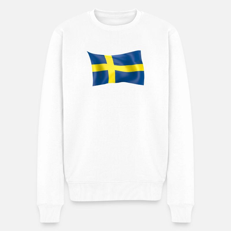 Schwedenflagge - Männer Premium Bio Pullover - Weiß