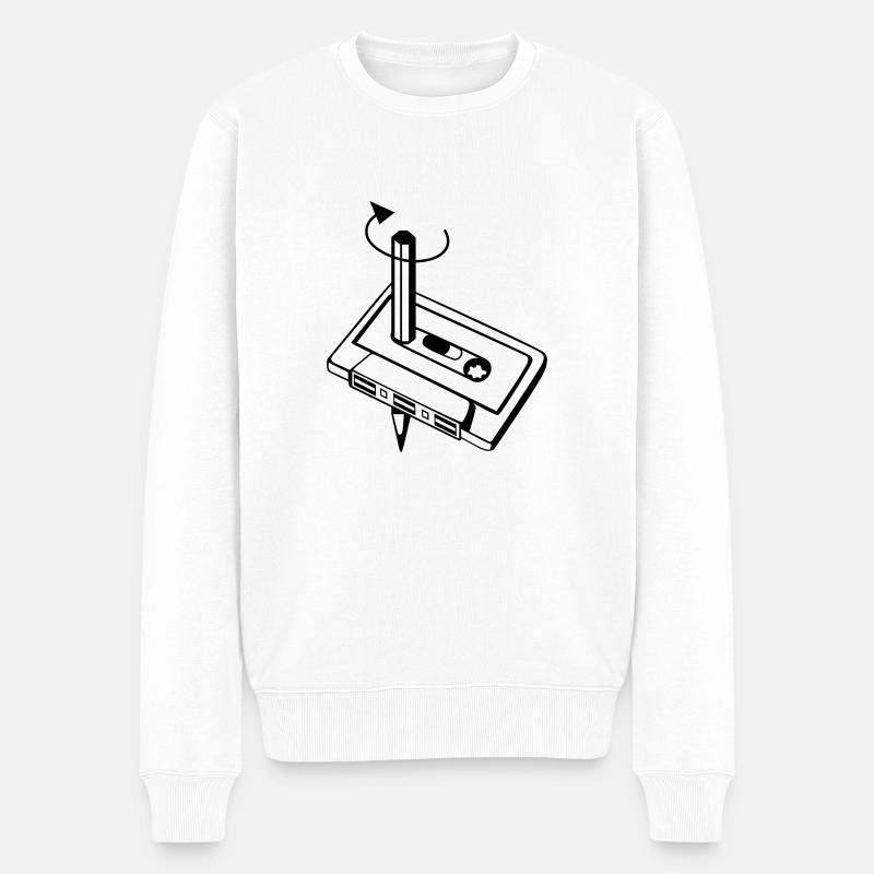 Kassette "Spul doch mal zurück" - Männer Premium Bio Pullover - Weiß