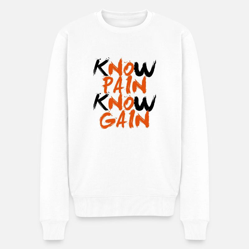 No Pain No Gain - Pull Premium bio Homme - blanc