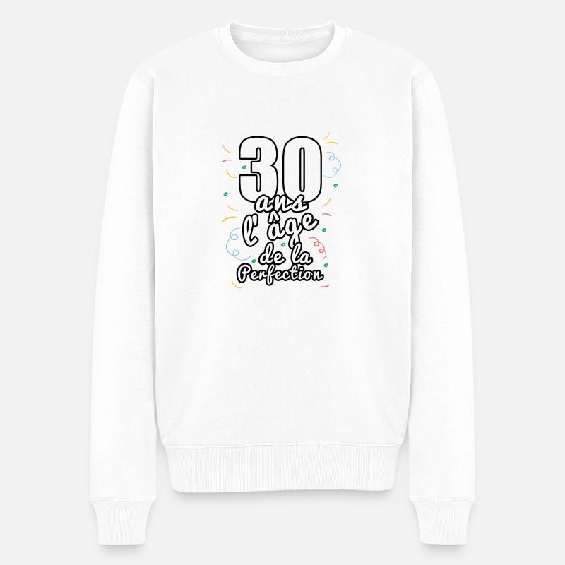 30 ans - Pull Premium bio Homme - blanc