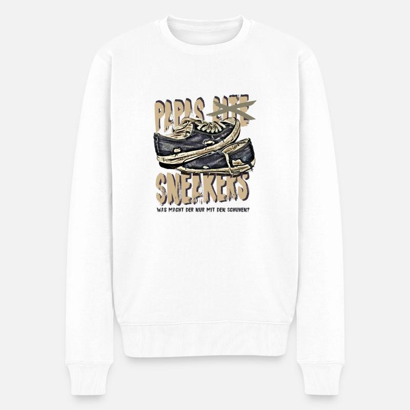papas snekers.png - Männer Premium Bio Pullover - Weiß