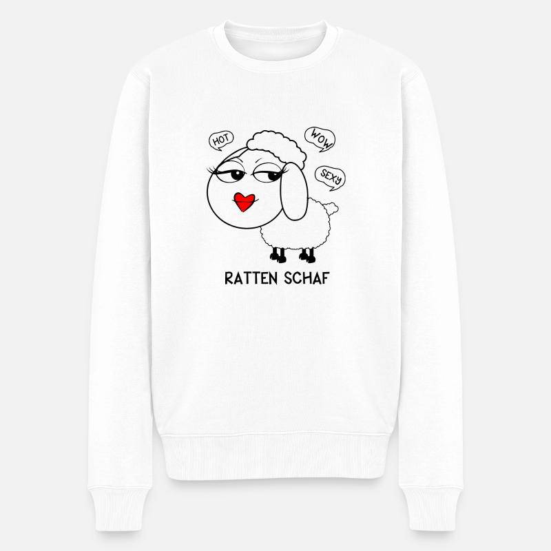 Ratten Schaf - Männer Premium Bio Pullover - Weiß