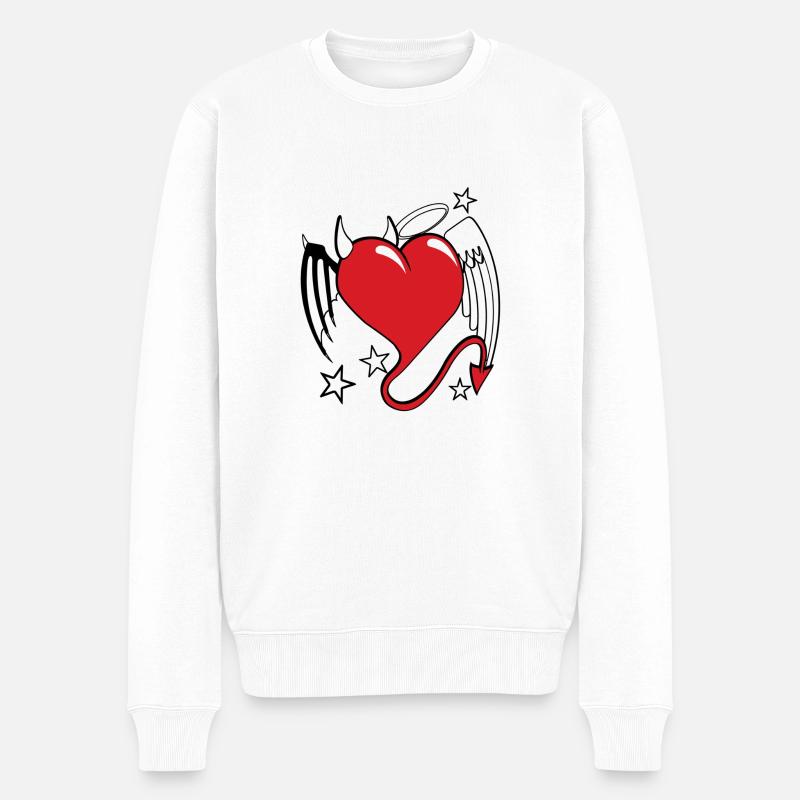 herz engel damon - Männer Premium Bio Pullover - Weiß