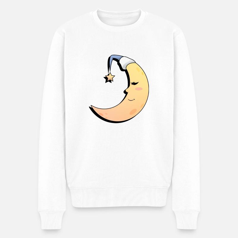 Gute Nacht Mond - Männer Premium Bio Pullover - Weiß