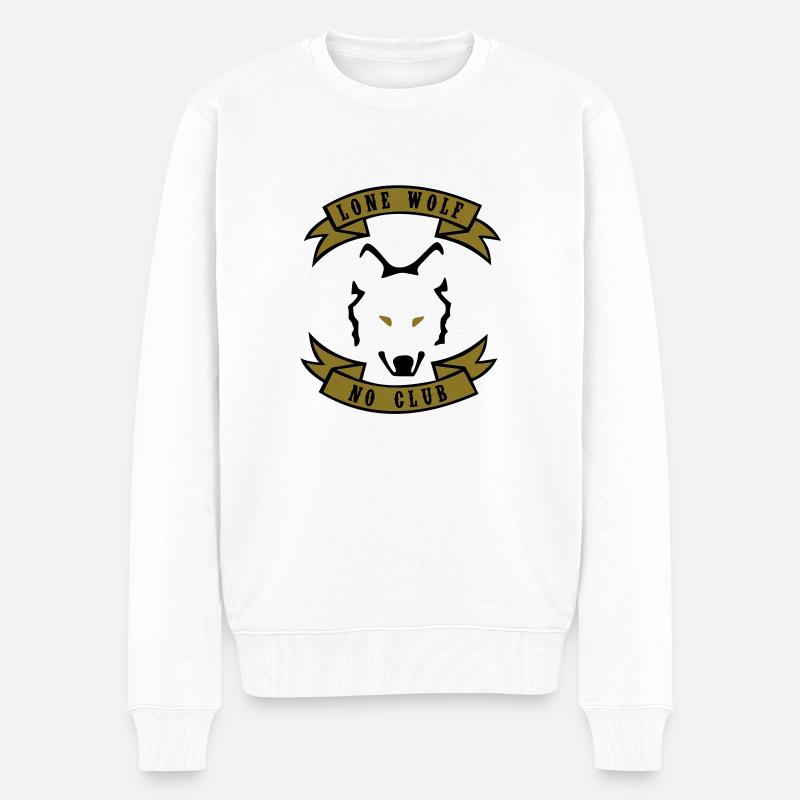Lone Wolf - Kein Verein - Männer Premium Bio Pullover - Weiß