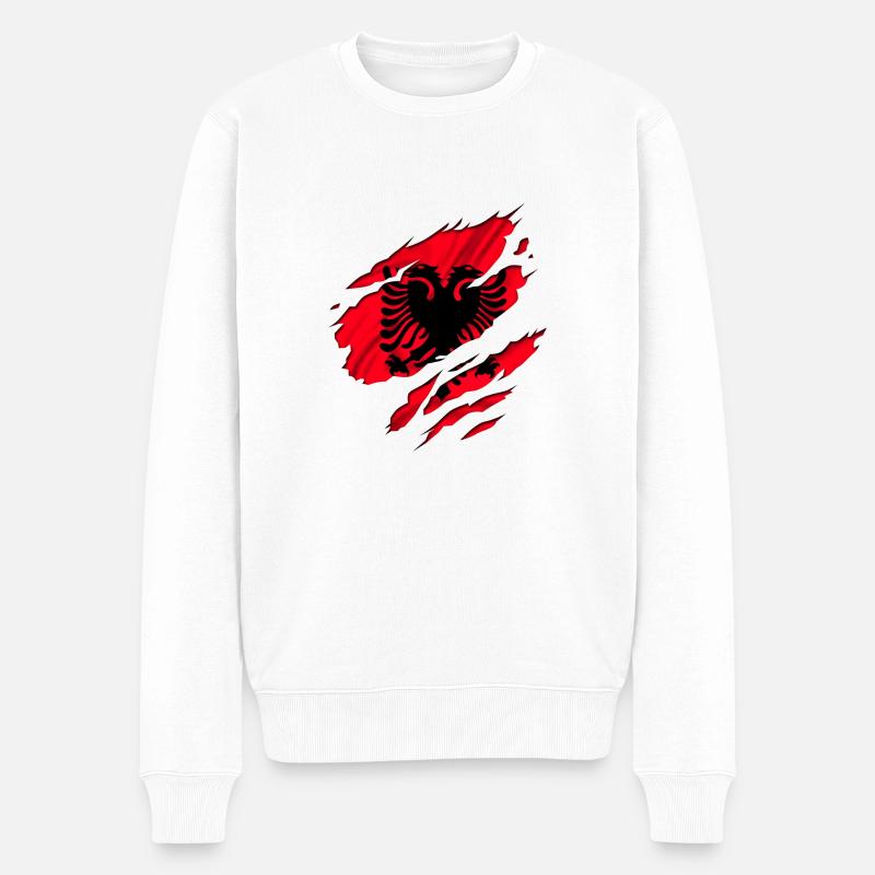 albania albanien design - Männer Premium Bio Pullover - Weiß