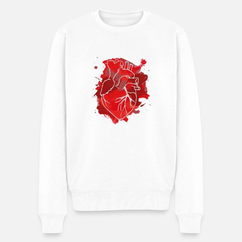 Herz - Männer Premium Bio Pullover - Weiß