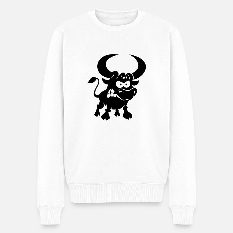 vl087a_stier_1c - Männer Premium Bio Pullover - Weiß