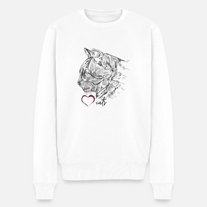 visage de chat - Pull Premium bio Homme - blanc