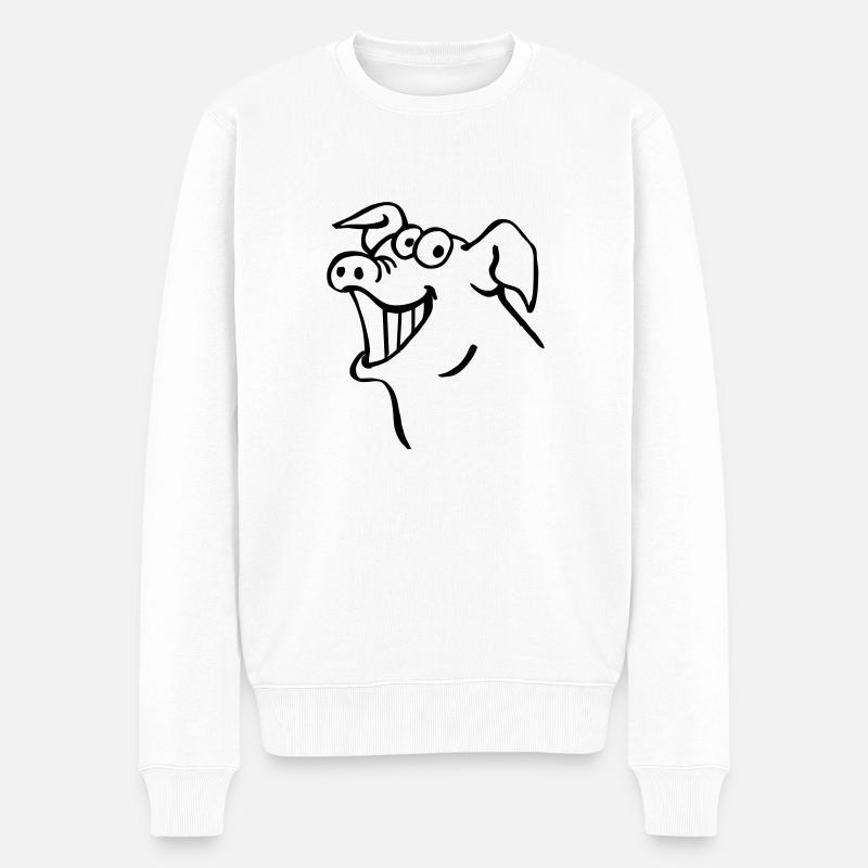 Schwein lacht - Männer Premium Bio Pullover - Weiß